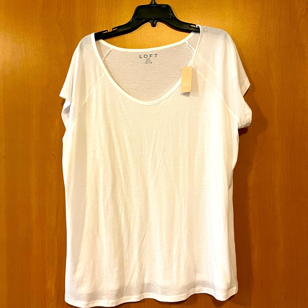 NWT Loft Plus White T-shirt Size 16/18
